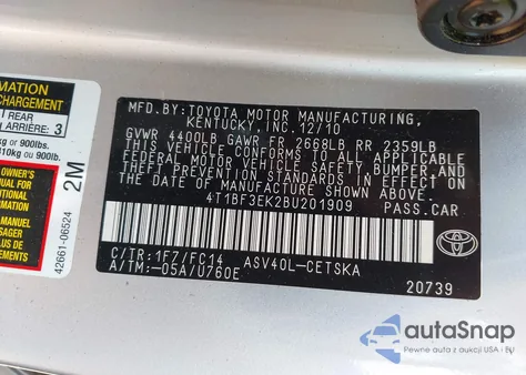 2011 Toyota Camry Se из США, поврежденный, VIN 4T1BF3EK2BU201909